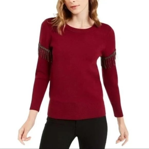 ALFANI Embellished Rhinestone Fringe Sweater - NWT - Picture 2 of 2